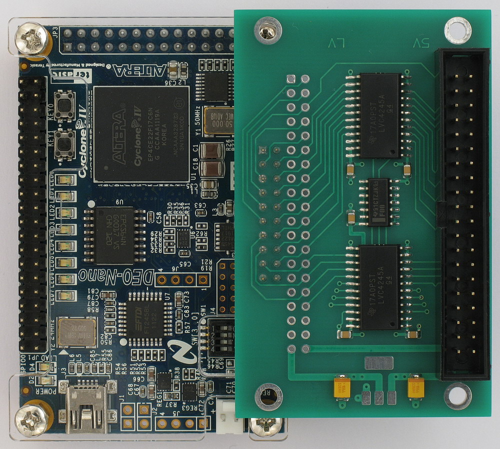 TubeSilencer '20 pin' plugged into a Terasic DE0 Nano